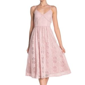 NSR Pink Lace Midi Dress